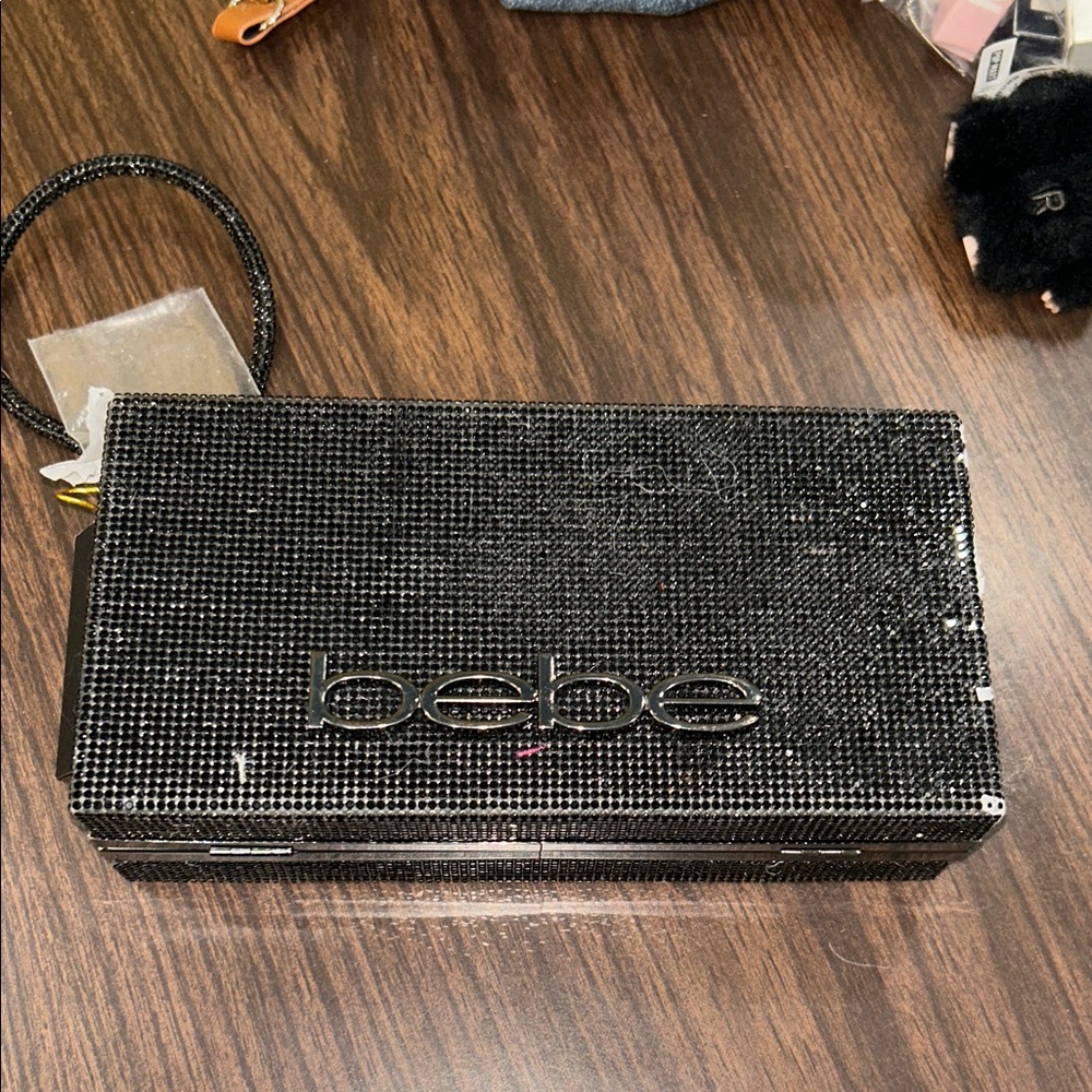Bebe Black Textured Shoulder Bag